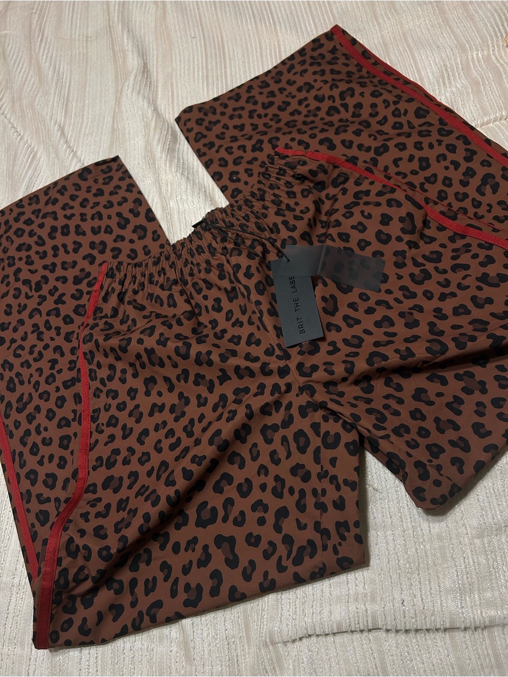 Trendy boutique Brown Leopard Print Shorts with Red Trim